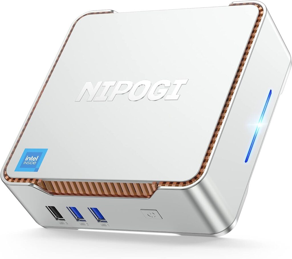 NiPoGi Mini PC Intel Alder Lake-Ν95 12th(up to 3.4GHz),8GB RAM 256GB M.2 SSD Mini Computer Windows 11 pro, Gigabit Ethernet, 4K UHD, Dual Wi-Fi, BT 4.2, Mini Desktop PC for Home/Business/School