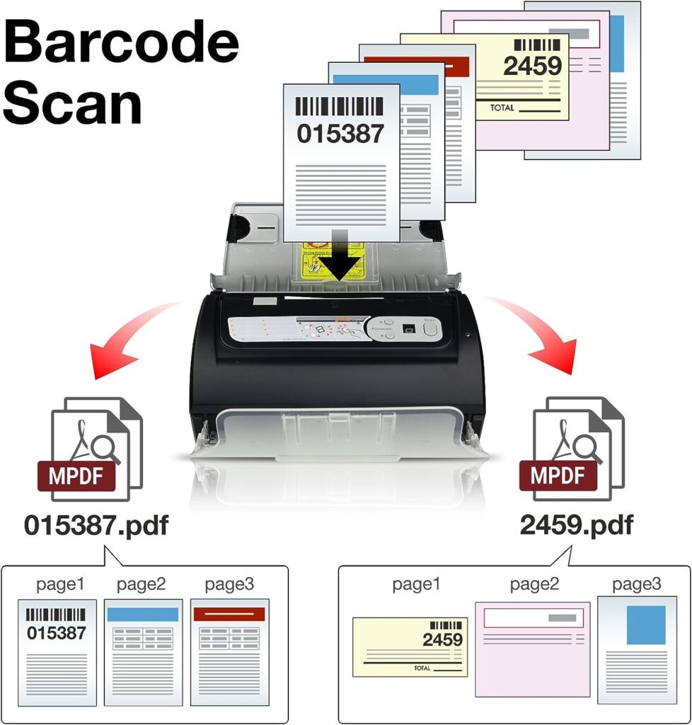 Plustek PS186 High Speed Document Scanner, with Auto Document Feeder (ADF). For Windows 7 / 8 / 10