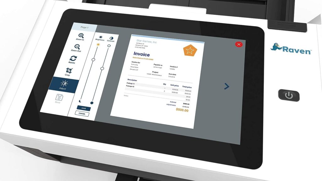 Raven Pro Document Scanner - Huge Touchscreen, High Speed Color Duplex Feeder (ADF), Wireless Scan to Cloud, WiFi, Ethernet, USB, Home or Office Desktop