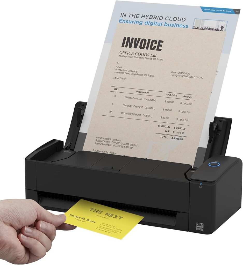 ScanSnap iX1300 Automatic Document Scanner - Black - Business Card to A4, Duplex, USB 3.2 and WiFi