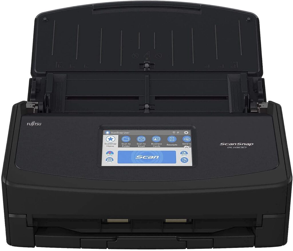 ScanSnap iX1600 Black Document Scanner 5 GHz – Desktop, A4, Double Sided with WiFi, Touchscreen, USB 3.2, ADF