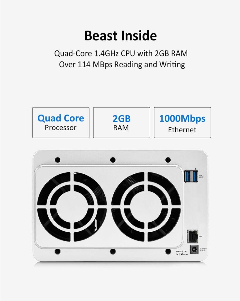 TERRAMASTER F4-210 4-bay NAS Quad Core 2GB RAM Media Server Personal Cloud Storage (Diskless)