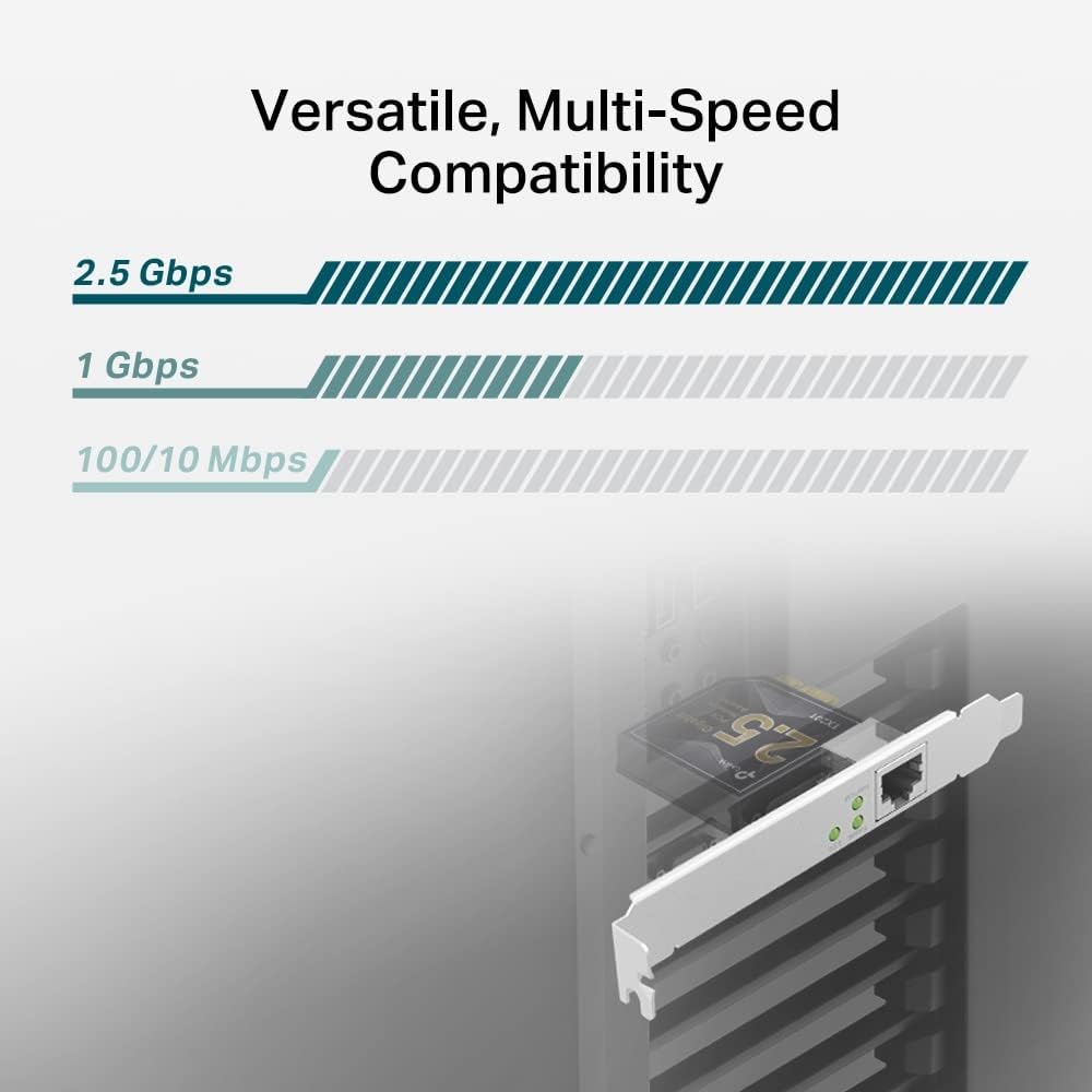 TP-Link 2.5 Gigabit PCI Express Network Adapter, Low-Profile and Full-Height Brackets, Supports Windows 11/10/8.1/8/7, Windows Servers RS 2022/2019/2016/2012 R2/2012/2008 R2, Linux (TX201)