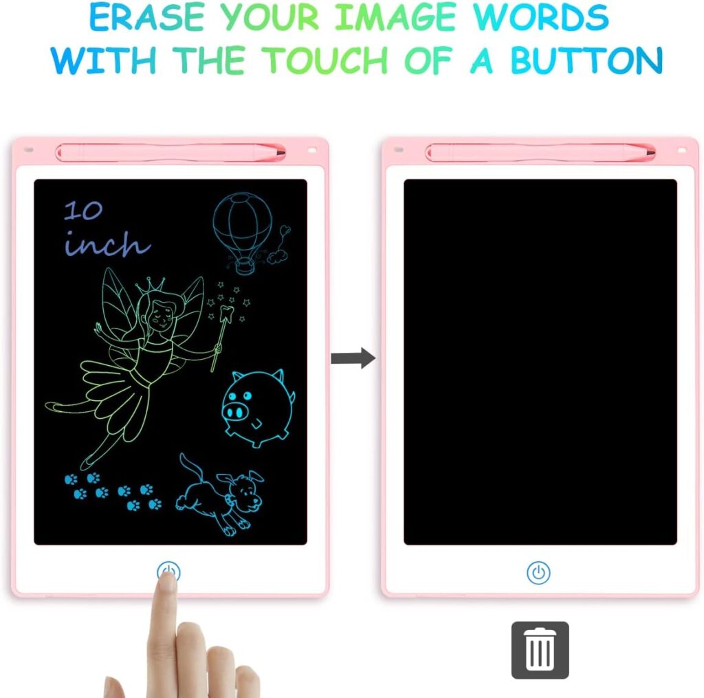 Vicloon LCD Writing Tablet, 10 Inch Colorful Drawing Board Digital eWriter Electronic Graphics Tablet, Kids Doodle Scribble Boards Handwriting Drawing Pad Lock-Key Learning Writing Board for Kids