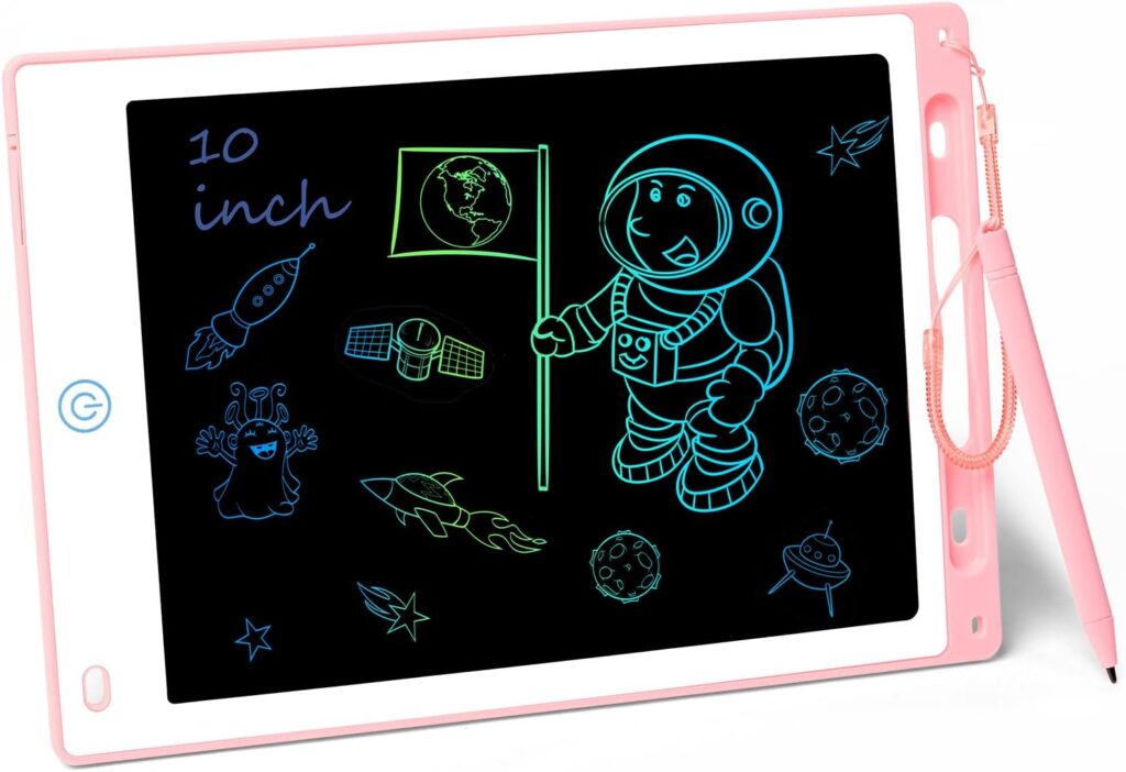 Vicloon LCD Writing Tablet, 10 Inch Colorful Drawing Board Digital eWriter Electronic Graphics Tablet, Kids Doodle Scribble Boards Handwriting Drawing Pad Lock-Key Learning Writing Board for Kids