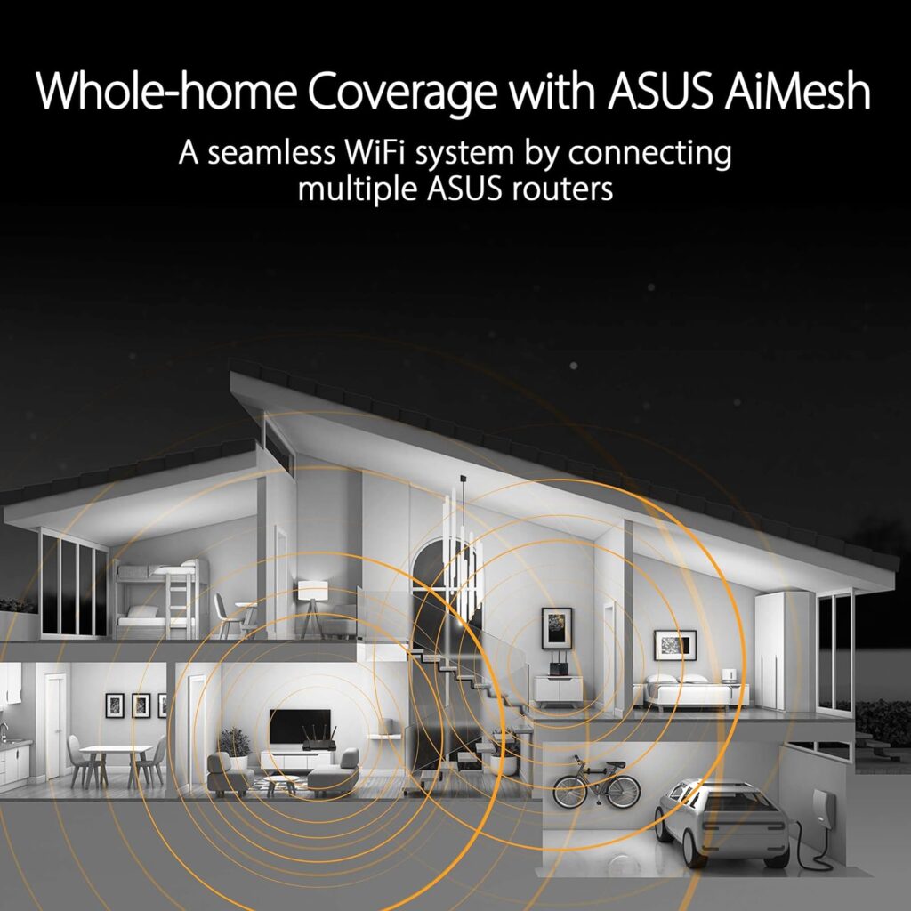 ASUS TUF Gaming AX3000 V2 Dual Band WiFi 6 Router with Mobile Tethering (Replacement of 4G 5G routers)2.5Gbps port, Mobile Game Mode, Free Internet Security, AI Mesh, Gear Accelerator, Adaptive QoS