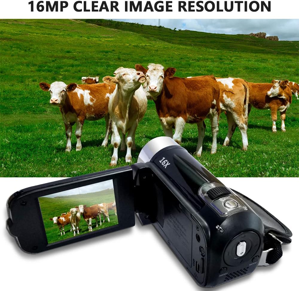 Camnoon Portable 1080P High Definition Digital Video Camera DV Camcorder 16MP 2.7 Inch LCD Screen 16X Digital Zoom Built-in Battery
