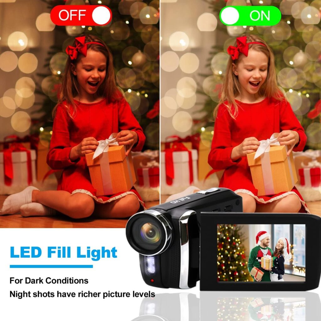 Digital Video Camcorder HG8250 FHD 1080P 24MP 270 Degree Rotation Flip Screen Video Camera for Kids/Beginners/Children/Teenagers/Students/The Elderly Gift