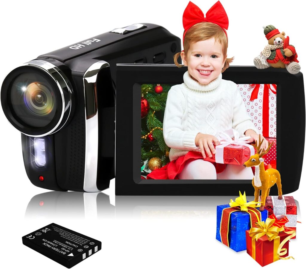Digital Video Camcorder HG8250 FHD 1080P 24MP 270 Degree Rotation Flip Screen Video Camera for Kids/Beginners/Children/Teenagers/Students/The Elderly Gift