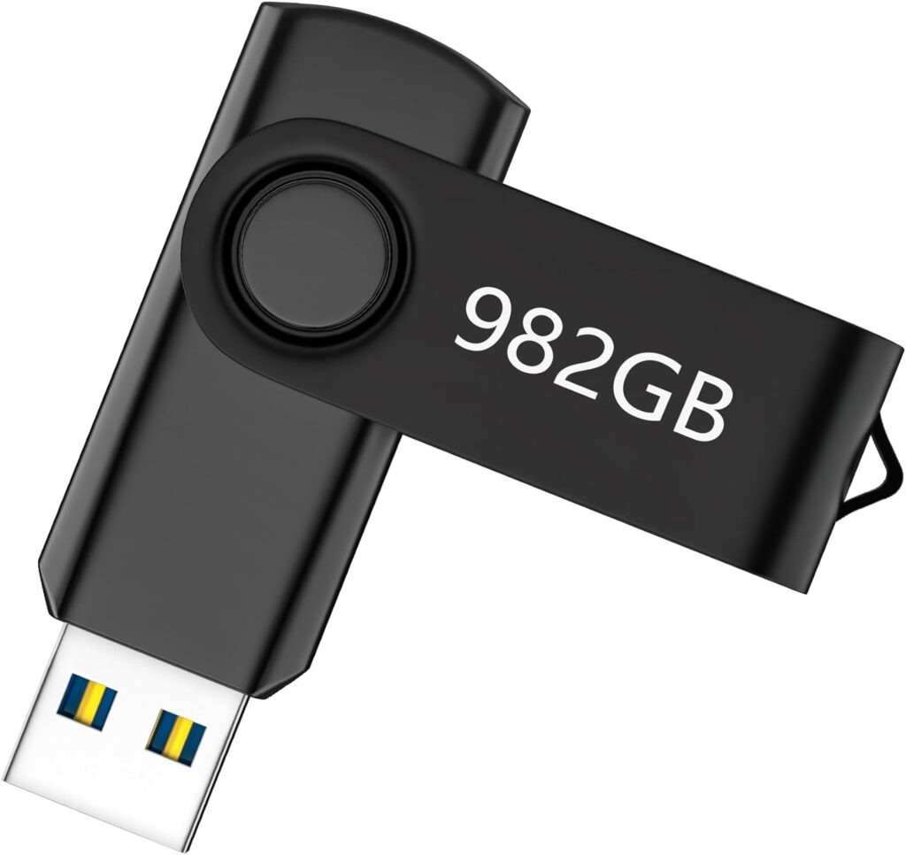 NLOANDKU USB Stick 982GB | USB 3.0 High Speed Memory Stick | Data Storage USB Flash Drive | Rotating Metal Clip Thumb Drive | Portable Pen Drive for Computer/Tablet/Laptop (982GB)
