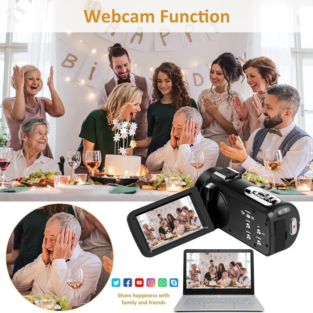 QUICKCLAP Camcorder Video Camera 2.7K 42MP 18X Digital Zoom Camera Recorder 3.0 Inch LCD Screen Vlogging Camera For YouTube with Remote Controller, 2 Batteries