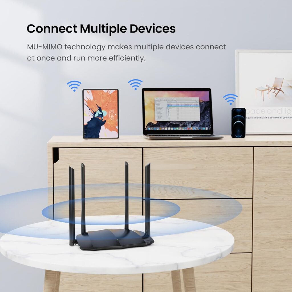 Tenda AC8 Router WiFi AC1200 - Wireless Router with Dual Band 5GHz/2.4GHz, 4xWAN/LAN Gigabit Ports, 4x6dBi Antennas, Repeater Access Point Mode, Beamforming, MU-MIMO, APP Control, IPv6, WPS : Amazon.co.uk: Computers Accessories