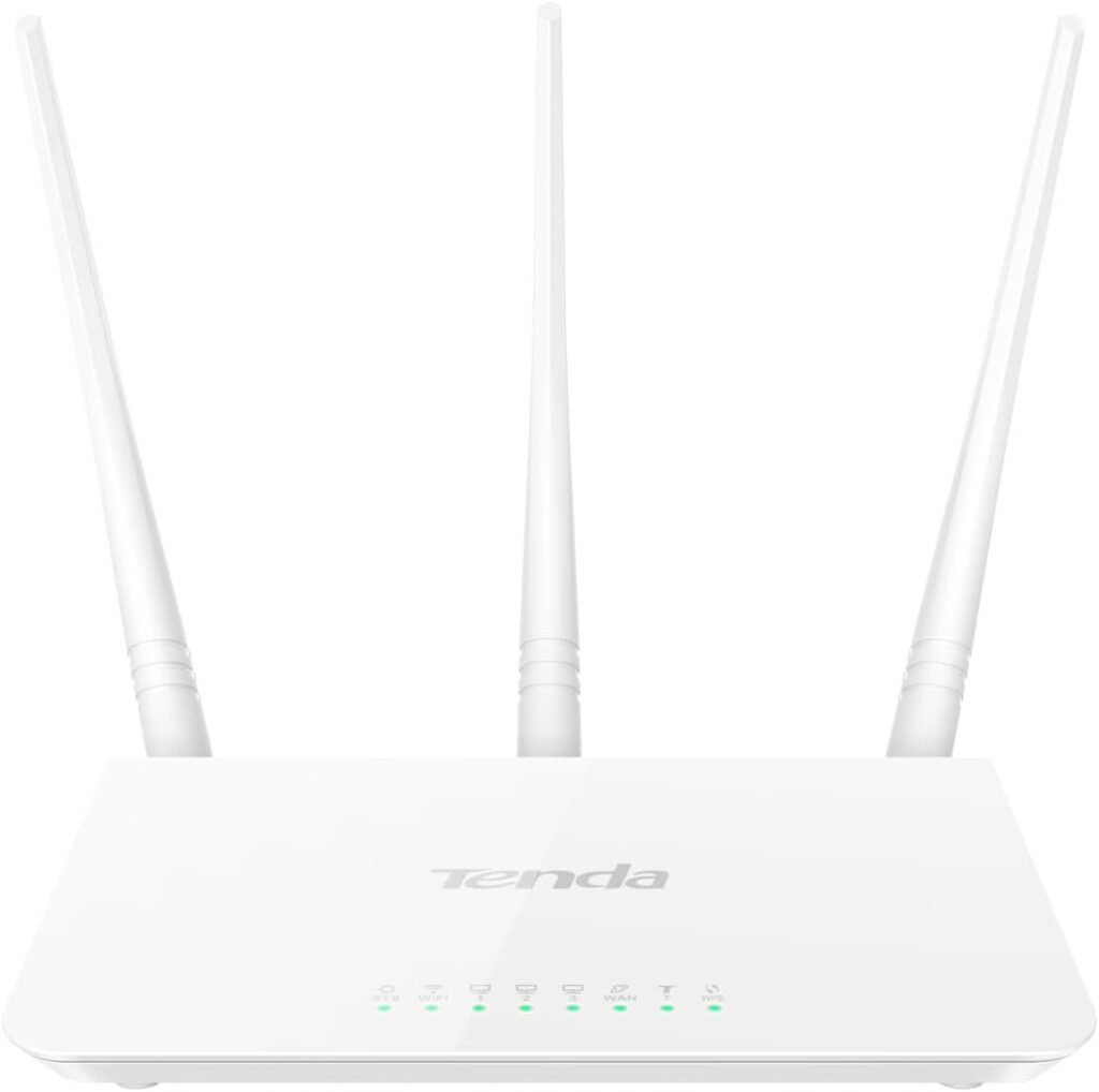 Tenda F3 WiFi Router N300 - Wireless Router with 2.4GHz WiFi Speed 300 Mbps, 5 dBi Antennas, 3 LAN/WAN Fast Ethernet Ports, Parental Control, Guest Network, WISP Access Point Mode, Easy Setup, White