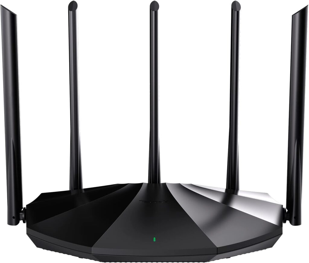 Tenda WiFi Router 6 AX1500, Dual Band 2.4GHz/5GHz, Gigabit LAN/WAN Port 5 Antennas 6dBi Repeater Mode Parental Control, WPA3 OFDMA MU-MIMO Beamforming RX2 Pro