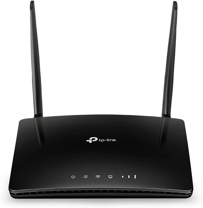 TP-Link TL-MR6400 300 Mbps 4G Mobile Wi-Fi Router, SIM Slot Unlocked, No Configuration Required, Removable External Wi-Fi Antennas, UK Plug, Black