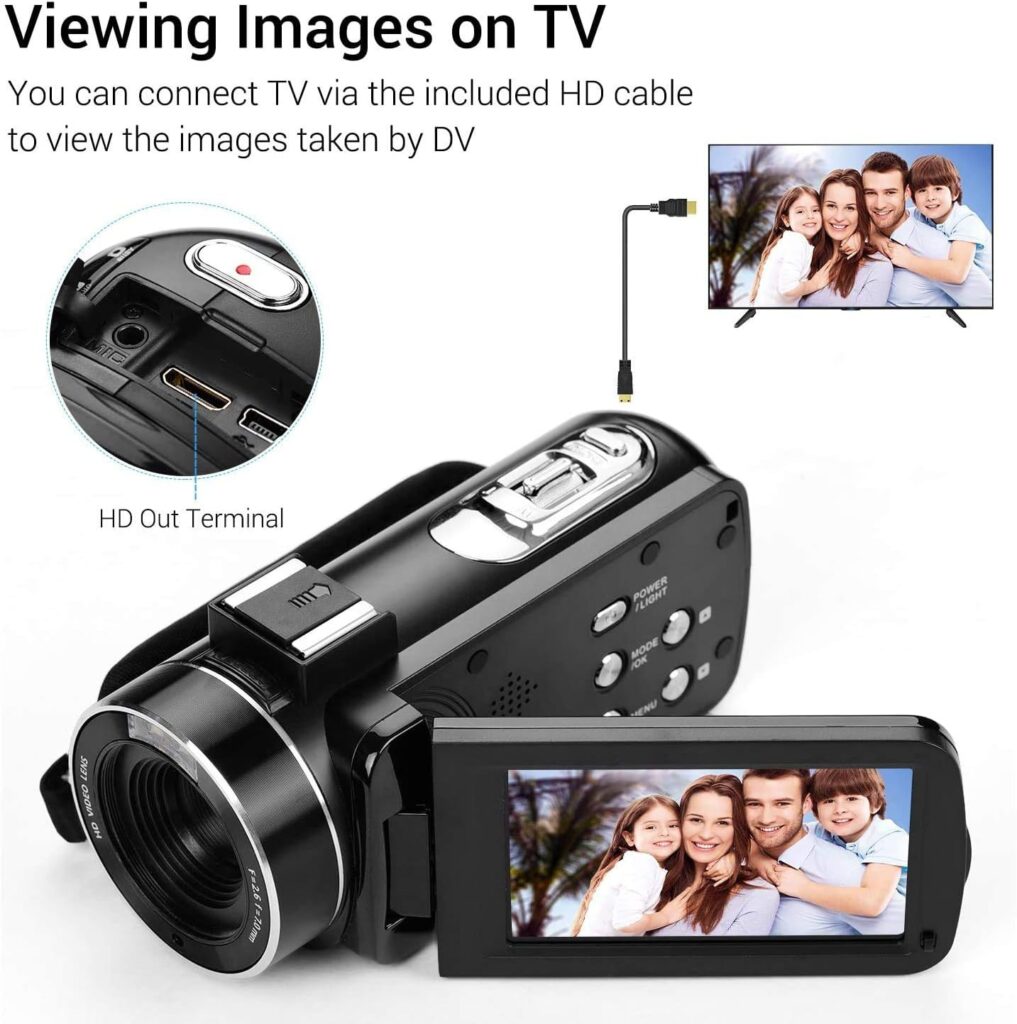 Video Camera Camcorder 4K HD Handheld DV Professional Digital Video Camera CMOS Sensor with 0.45X Wide Angle Lens + Macro Stereo + Microphone Hot Shoe Mount 3.0 Inch IPS Monitor Burst Shooting