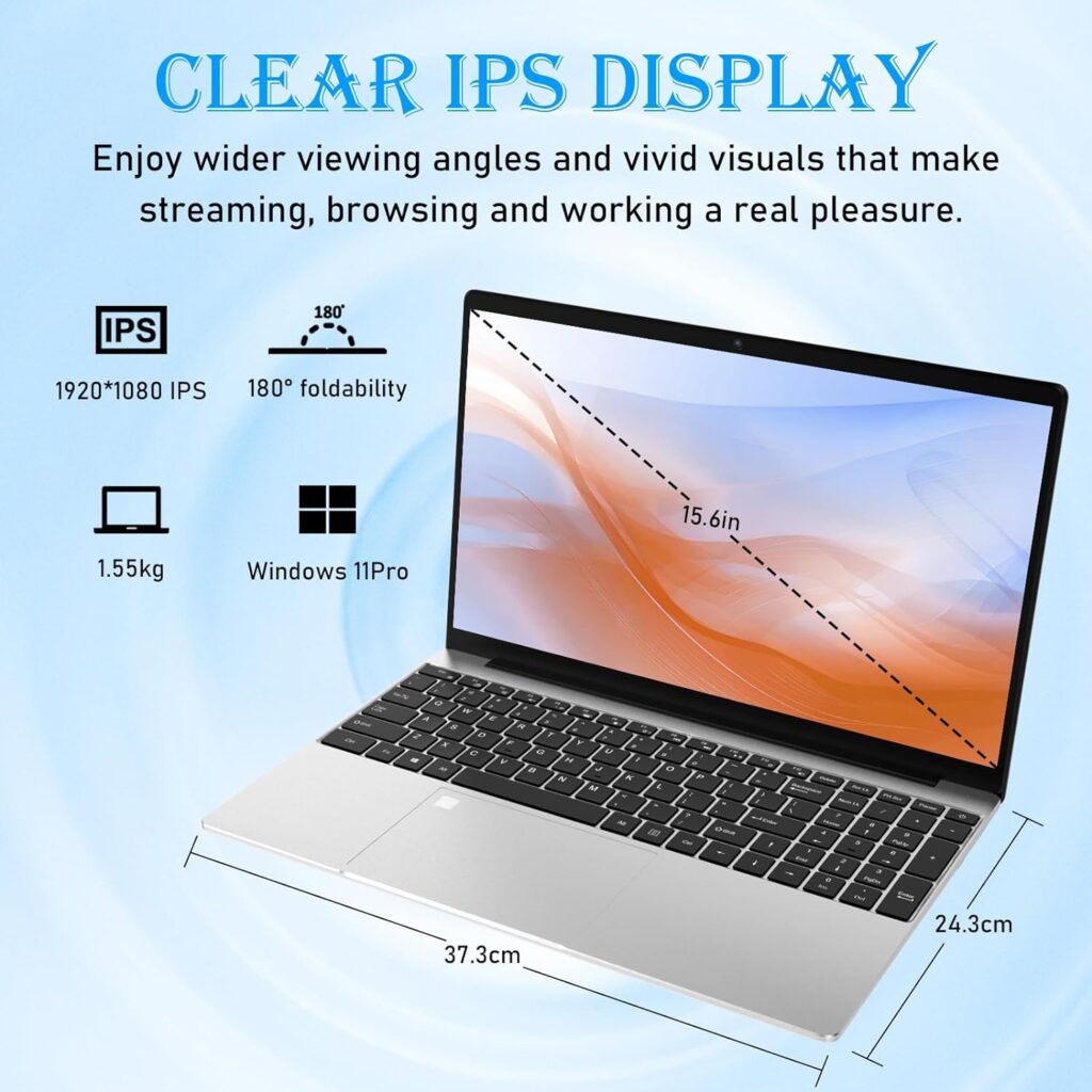 Auusda 15.6 Inch Laptop, 32GB DDR4 1TB NVMe SSD Windows 11 Ultrabook, Intel N95 Laptops(3.4GHz),1920x1200 FHD Display Computer, with Touch ID WiFi5 Bluetooth 4.2 Type C USB 3.0