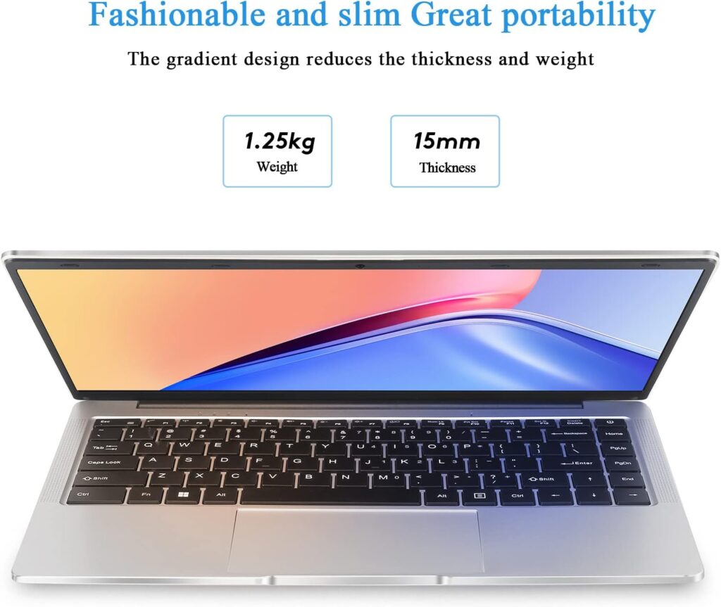 Auusda Laptop 14.1 inch Windows 11 Notebook, Full HD 1920 * 1080 IPS 100% sRGB Display, Intel J4105 Quad-Core, 8GB LPDDR4 and 256GB SSD, USB 3.0, 5GHz WIFI, Expandable Storage