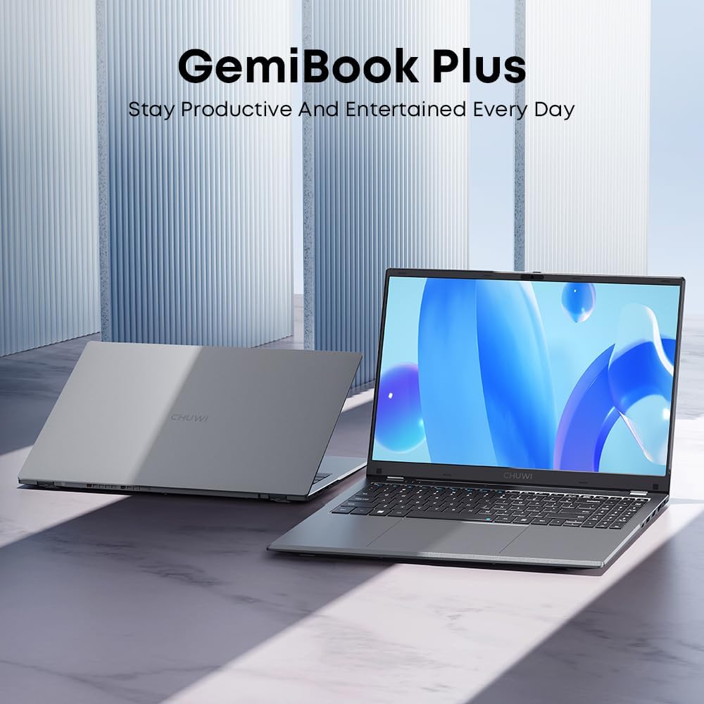 CHUWI Gemibook Plus Windows 11 Laptop, 15.6 inch 12th Gen Intel Alder Lake-N100(0.8 to 3.4GHz), with 8GB RAM 256GB SSD(TF 512GB), FHD(1920x1080) 16:9 IPS Laptops, 4K Video, WiFi 6, BT5.2