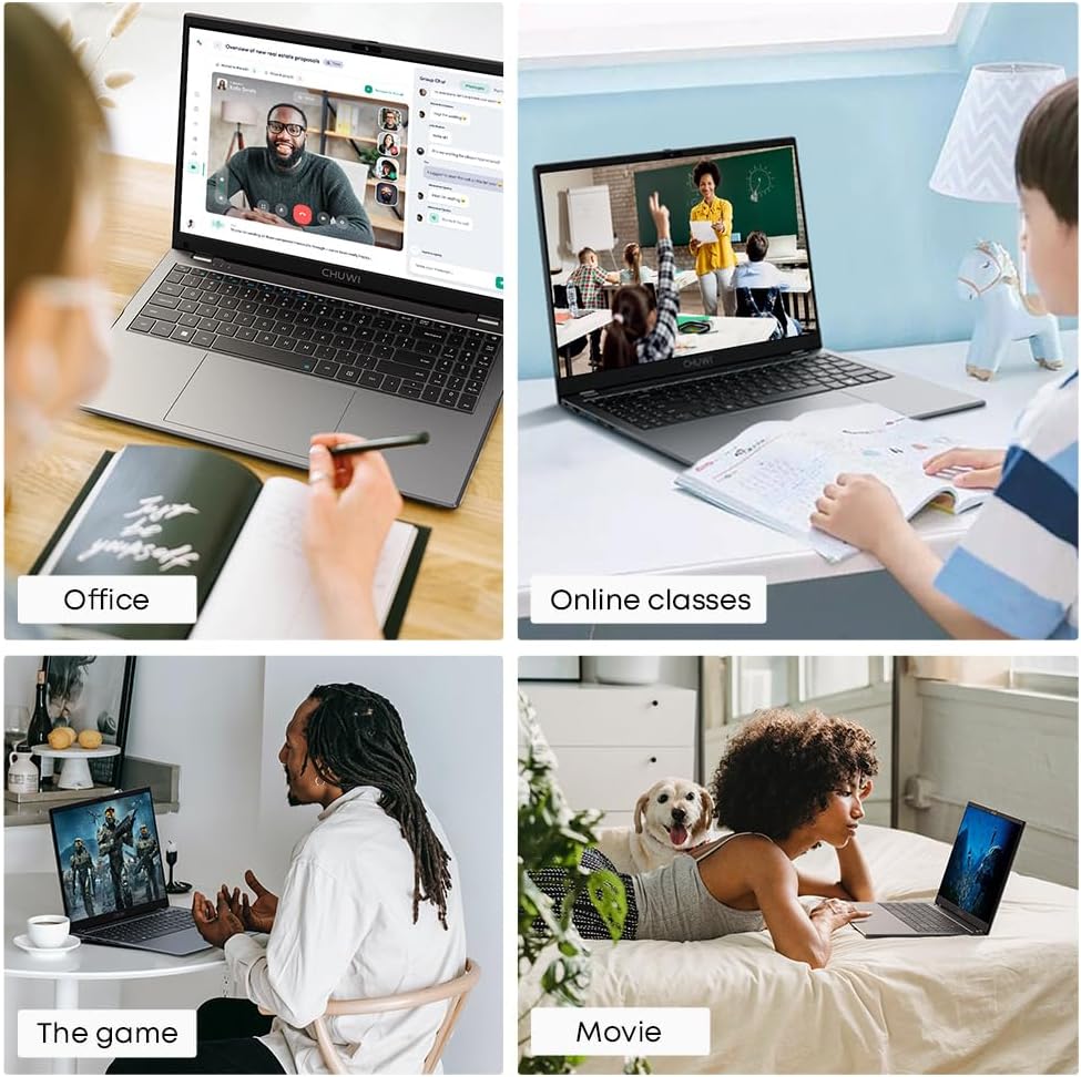 CHUWI Gemibook Plus Windows 11 Laptop, 15.6 inch 12th Gen Intel Alder Lake-N100(0.8 to 3.4GHz), with 8GB RAM 256GB SSD(TF 512GB), FHD(1920x1080) 16:9 IPS Laptops, 4K Video, WiFi 6, BT5.2