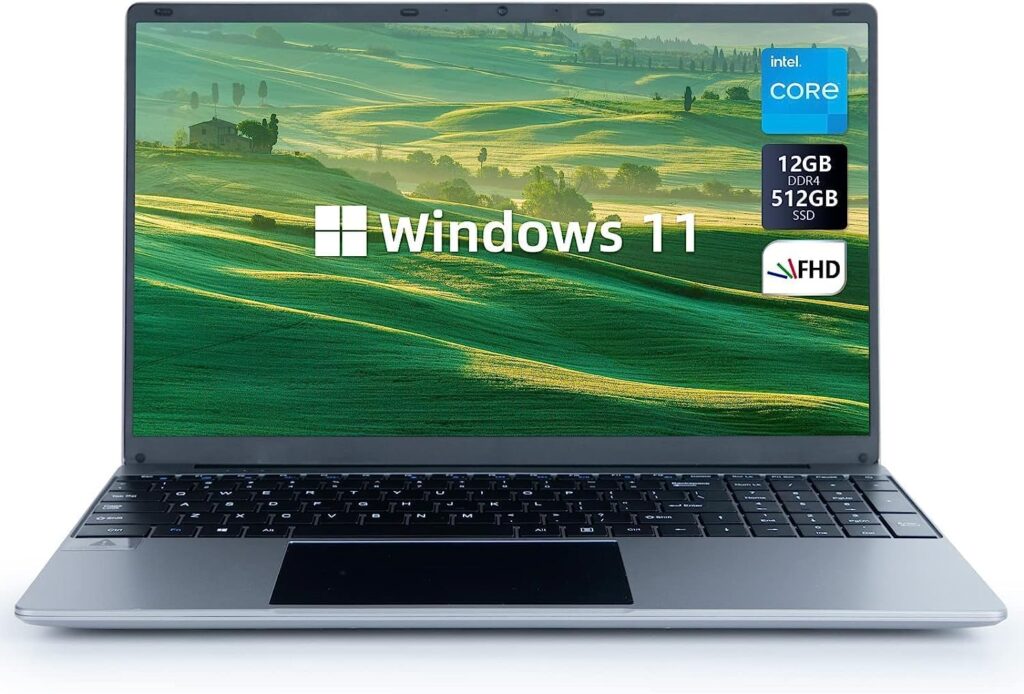 Geviar 15.6 Inch Laptop Computer,Windows 11 Intel Celeron N5095 Quad-Core Processor up to 2.9Ghz,12GB DDR4 512GB SSD,1080P Screen Laptops,2.4/5G WiFi, Bluetooth 4.2,HDMI,2xUSB 3.0,Type-C