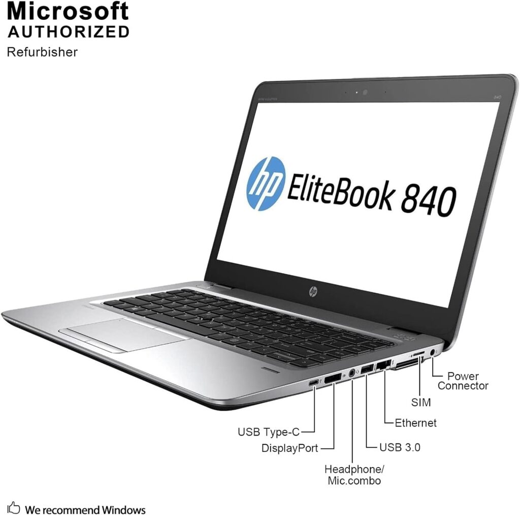 HP Elitebook 840 G3 Laptop Intel i7-6600U 2.6GHz, 16GB RAM, 512GB SSD, Windows 10 Pro (Renewed)