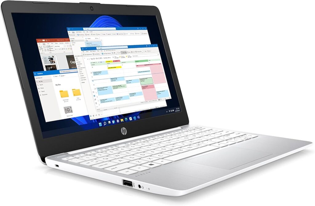 HP Stream Laptop PC 11-ak0028sa - Intel Celeron N4120 Processor - 4 GB RAM - 64 GB eMMC - 11 inch HD 16:9 Display - Windows 11 Home - Diamond White - Microsoft 365 Personal 12 Months Included