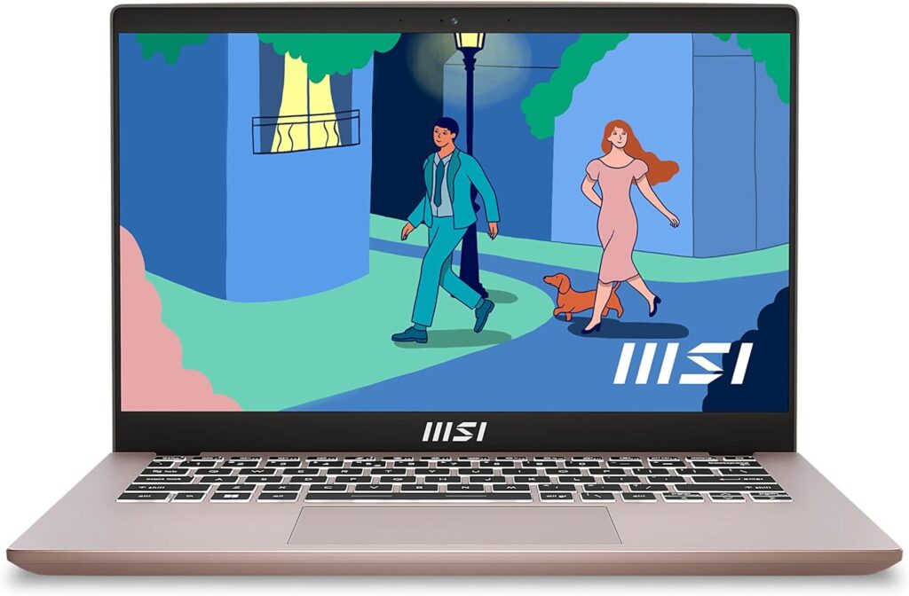 MSI Modern 14 (C12M-640UK) 14.0 FHD IPS-Level, Intel 12th Gen i5-1235U, Intel Iris Xe Graphics, DDR IV 8GB (3200MHz), 512GB NVMe PCIe SSD, Intel WIFI 6, Windows Home 11 - Beige Rose