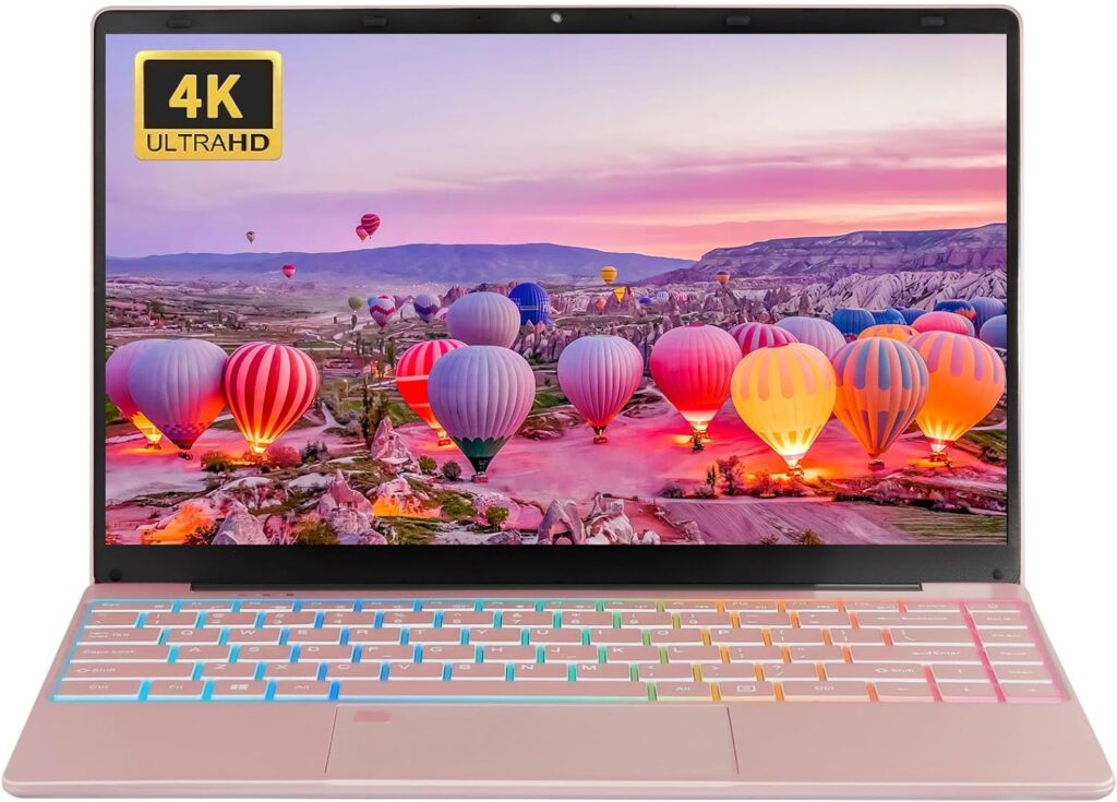 UDKED 14 inch 4K Laptop RAM 16G 512G SSD Intel N5095 (up to 2.9GHz) Notebook PC Colorful Backlit KB Ultrabook 3840x2160 IPS FHD Computer Laptop USB3.0 x2,WIFI Rose Gold