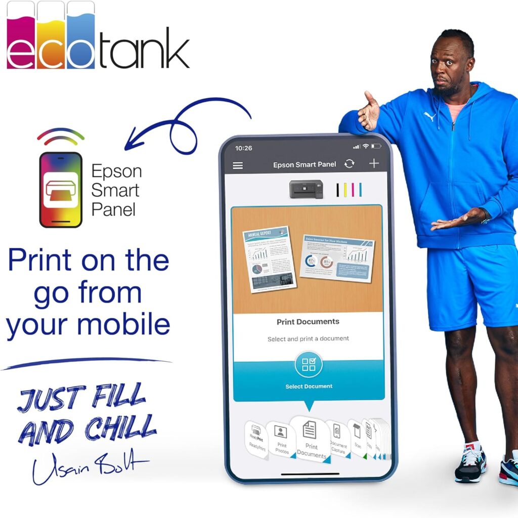 EcoTank ET-2830 A4 Multifunction Wi-Fi Ink Tank Printer, With Up To 3 Years Of Ink Included