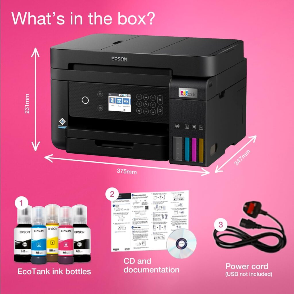 EcoTank ET-3850 A4 Multifunction Wi-Fi Ink Tank Printer, With Up To 3 Years Of Ink Included