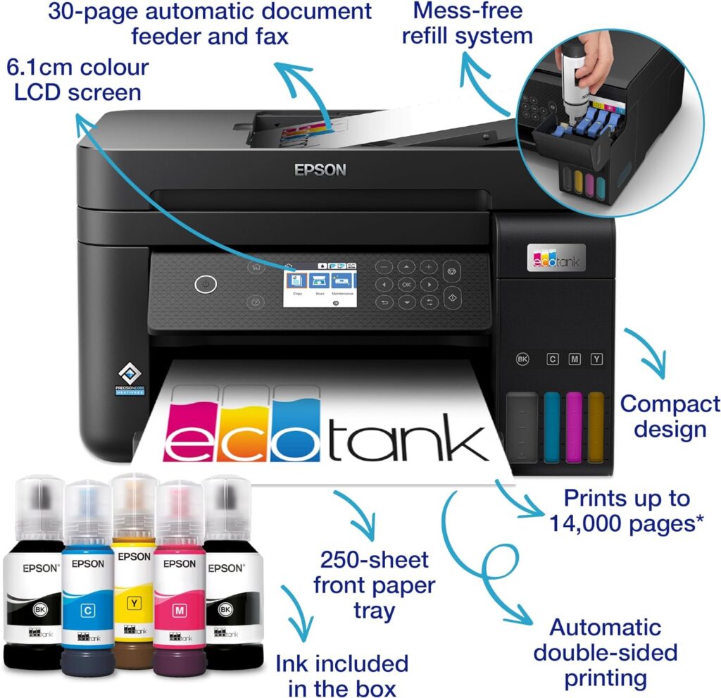 EcoTank ET-3850 A4 Multifunction Wi-Fi Ink Tank Printer, With Up To 3 Years Of Ink Included