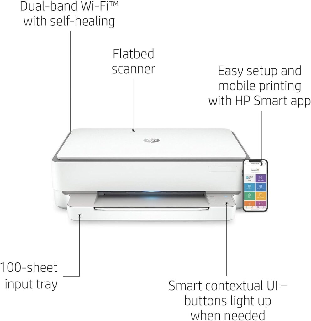 HP ENVY 6020 All-in-One Colour Printer with Wireless Printing, Instant Ink with 3 Months Trial, White