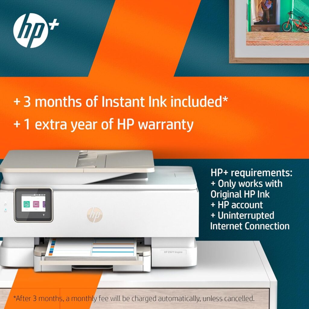 HP ENVY Inspire 7920e All-in-One Wireless Colour Printer with 3 months of Instant Ink Included with HP+, 35-page Automatic Document Feeder, White