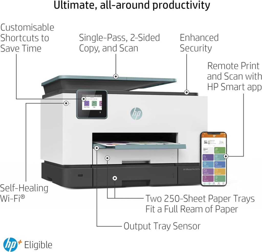 HP OfficeJet Pro 9012e All in One colour printer with 6 months of Instant Ink with HP+, Black, White