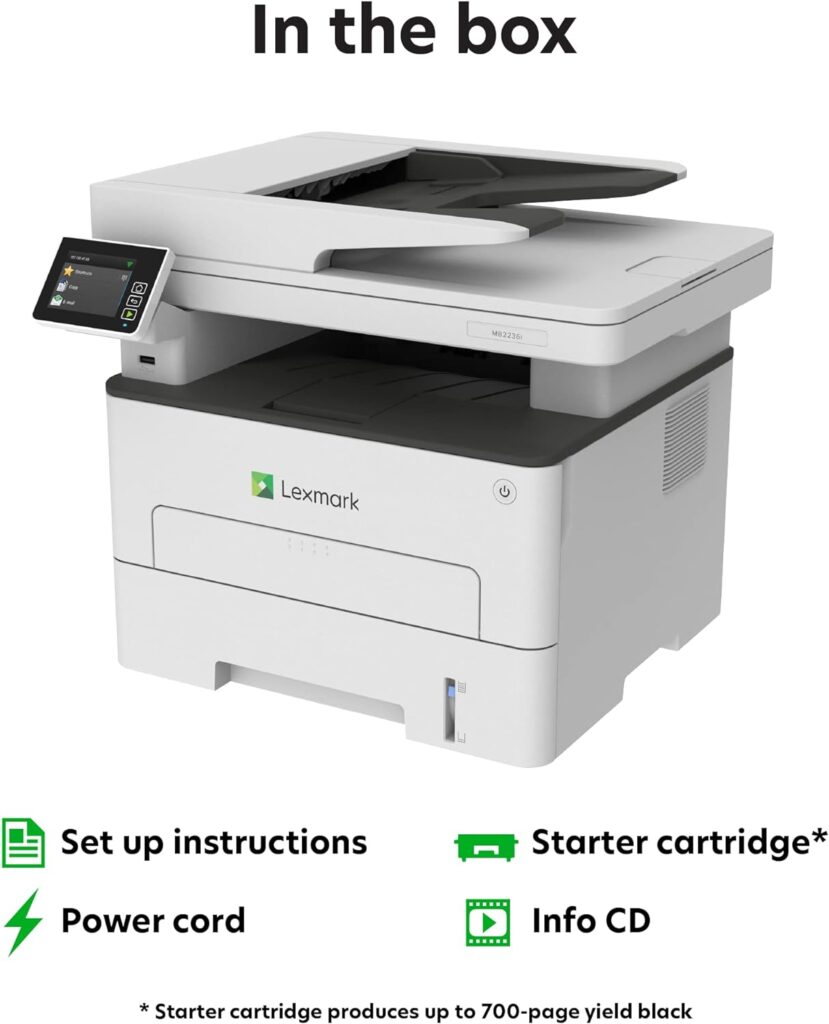 Lexmark MB2236i Black and White All-In-One Printer with Touch screen, Laser device with Wireless Networking, Duplex Printing, Mobile-Friendly Cloud Connection, 3 Year Guarantee (3-Series)