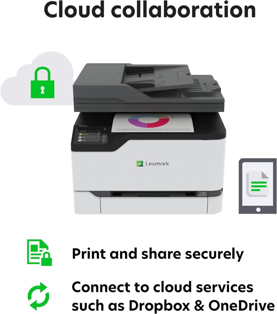 Lexmark MC3426i Colour All In One Printer with Touchscreen, Multifunction Laser for Office, Wireless, Mobile Ready Duplex Printing, 3 Year Guarantee (Print, Copy, Scan, Cloud Fax, 4-Series)