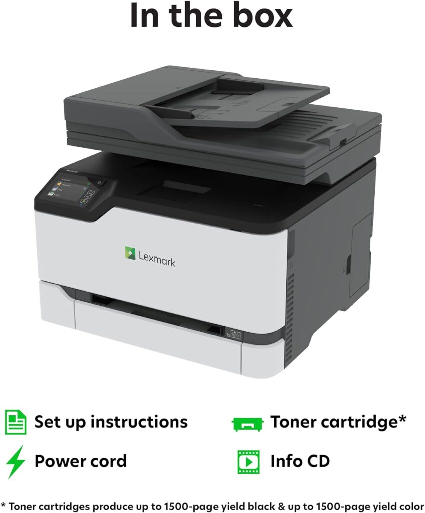 Lexmark MC3426i Colour All In One Printer with Touchscreen, Multifunction Laser for Office, Wireless, Mobile Ready Duplex Printing, 3 Year Guarantee (Print, Copy, Scan, Cloud Fax, 4-Series)