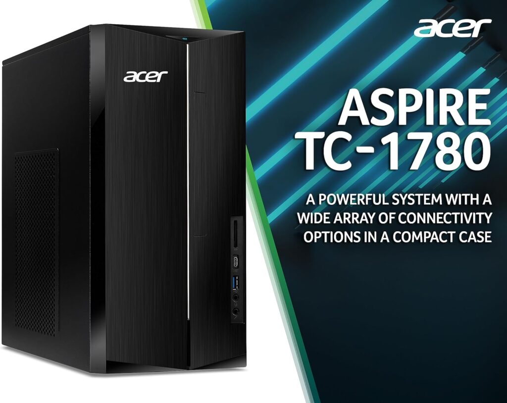 Acer Aspire TC-1760 Desktop PC - (Intel Core i3-12100, 8GB, 2TB HDD, Wireless Keyboard and Mouse, Windows 11, Black)