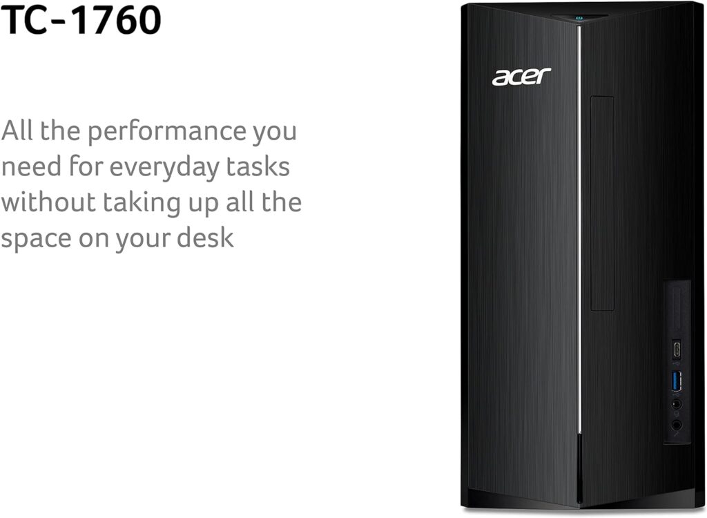 Acer Aspire TC-1760 Desktop PC - (Intel Core i3-12100, 8GB, 2TB HDD, Wireless Keyboard and Mouse, Windows 11, Black)