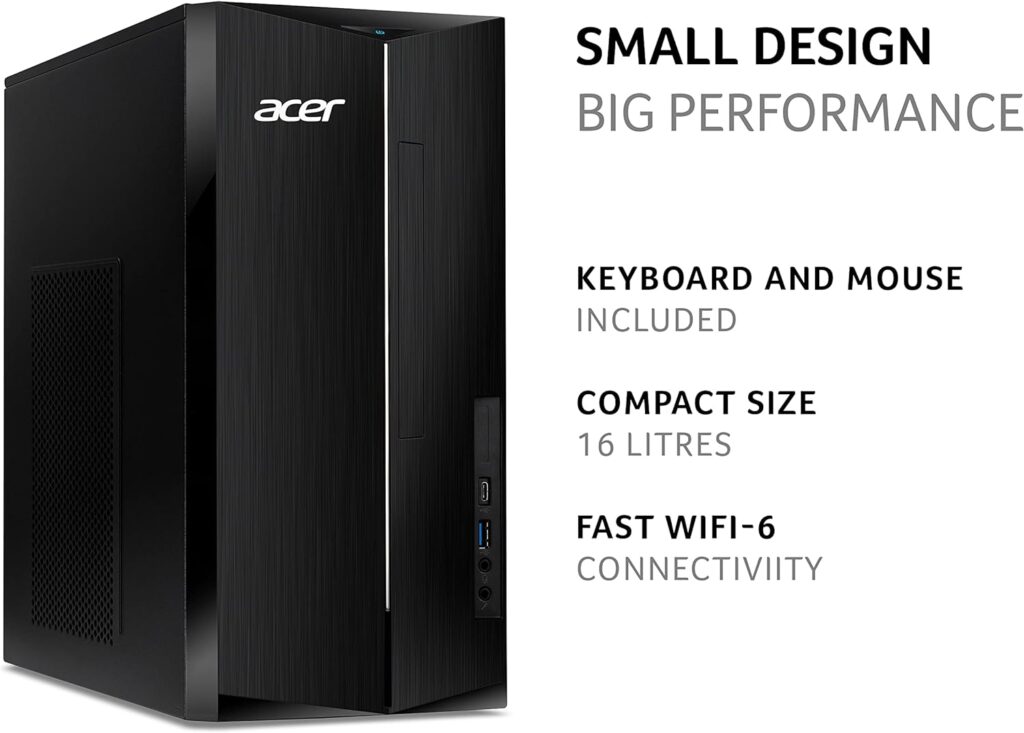 Acer Aspire TC-1760 Desktop PC - (Intel Core i5-12400, 8GB, 2TB HDD, Wireless Keyboard and Mouse, Windows 11, Black)