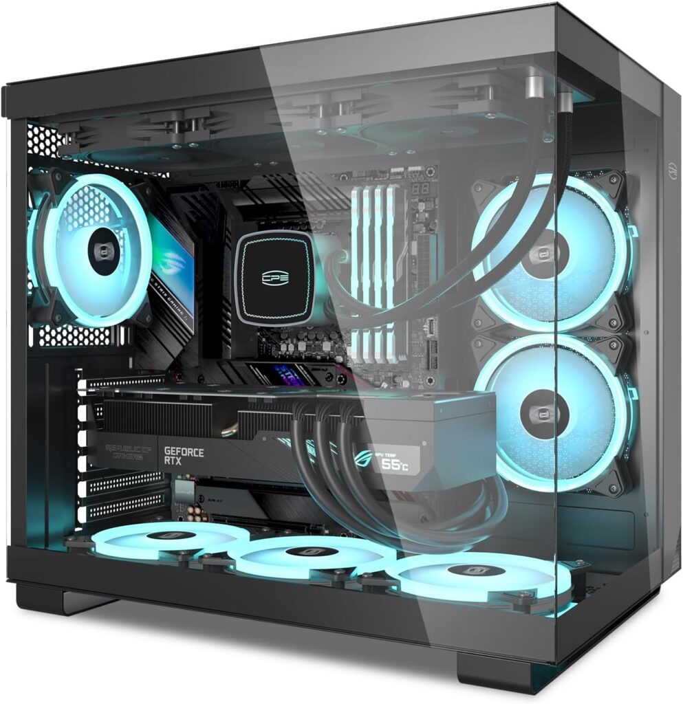 C3T500 ARGB PCCOOLER Computer Case Mid Tower Desktop PC Gaming Case with 6 ARGB Case Fans for ATX/M-ATX/ITX Motherboards,Column-Free Design,360MM Radiator400MM GPU Support,Easy Installation,BK