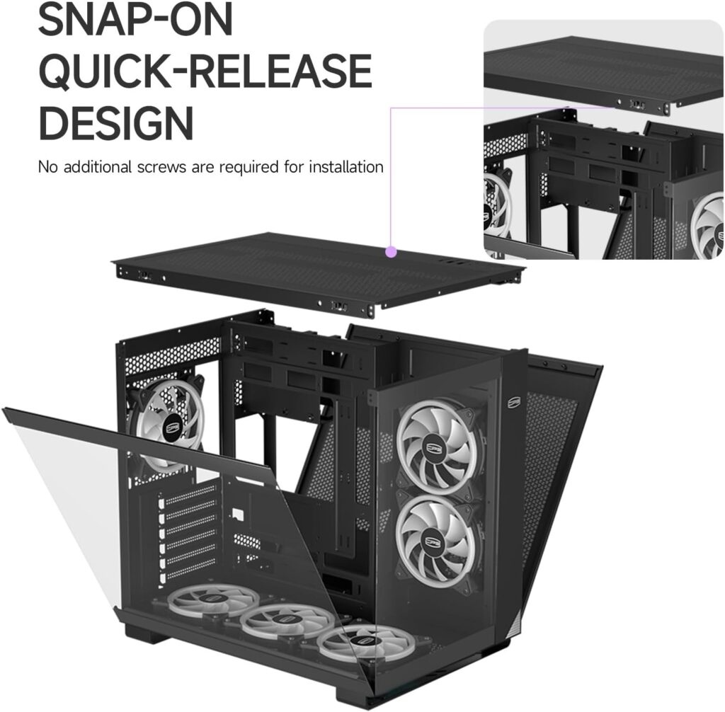 C3T500 ARGB PCCOOLER Computer Case Mid Tower Desktop PC Gaming Case with 6 ARGB Case Fans for ATX/M-ATX/ITX Motherboards,Column-Free Design,360MM Radiator400MM GPU Support,Easy Installation,BK