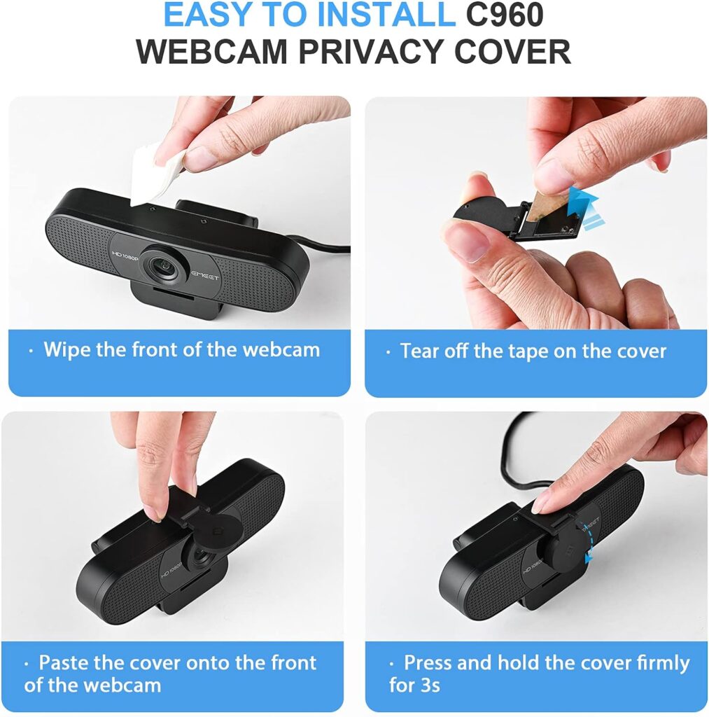 EMEET 1080P Webcam with Microphone, C960 Web Camera, 2 Mics Streaming Webcam with Privacy Cover, 90°View Computer Camera, PlugPlay USB Webcam for Calls/Conference, Zoom/Skype/YouTube, Laptop/Desktop