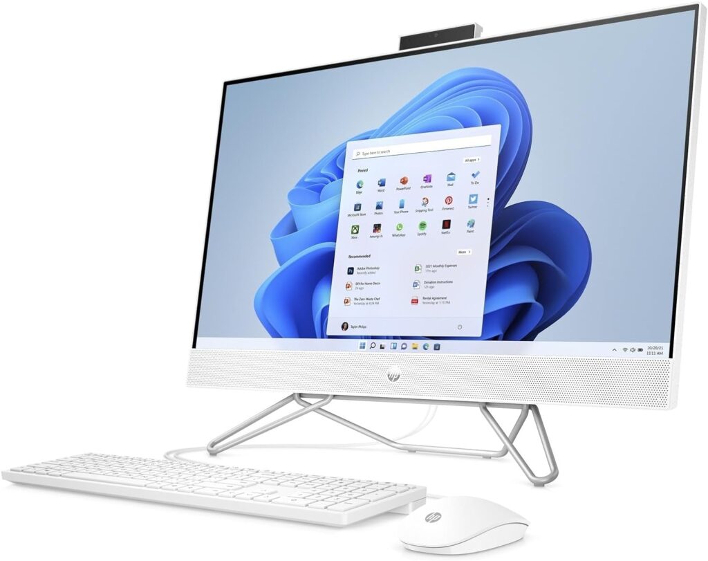 HP 24-cb1000na 23.8-Inch Full HD All-in-One Desktop PC (Intel Core i3-1215U, 8GB RAM, 256GB SSD M2 NVMe, Intel UHD Graphics, Windows 11) - White