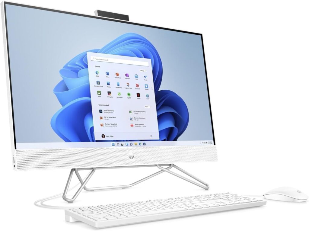 HP 24-cb1000na 23.8-Inch Full HD All-in-One Desktop PC (Intel Core i3-1215U, 8GB RAM, 256GB SSD M2 NVMe, Intel UHD Graphics, Windows 11) - White