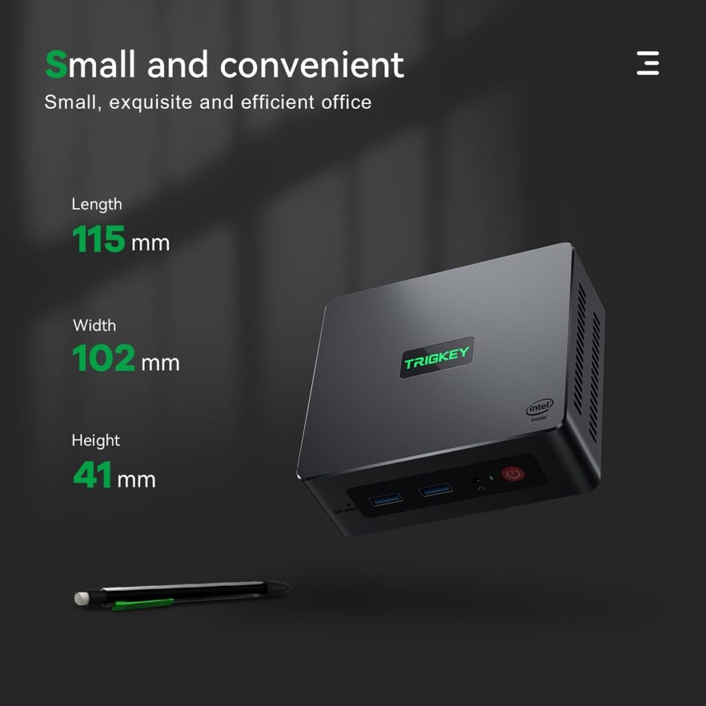 TRIGKEY Mini PC Latest 12th Gen Intel Alder Lake-N100 Processor (up to 3.40GHz) Green G4 Mini Computer 11 Pro,16G DDR4 RAM 500G M.2 NVME PCIE1.X SSD Desktop PC, RJ 45, WiFi 5, BT 4.2, USB 3.2. Gen 2