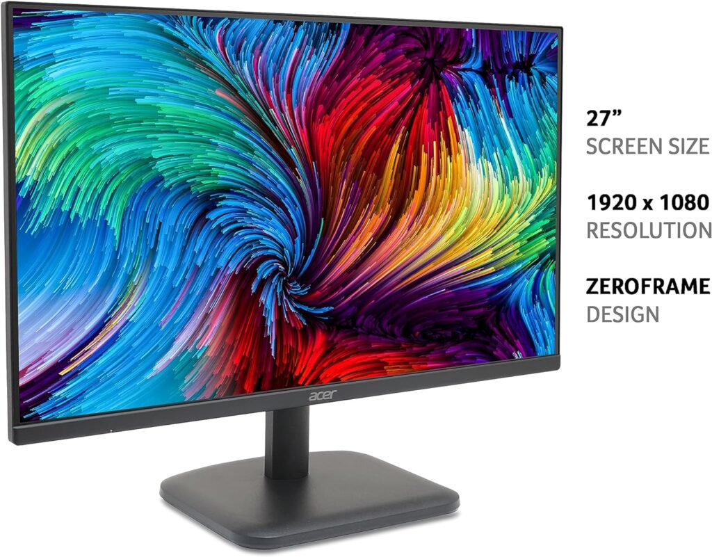 Acer EK241YHbif 24-inch Monitor - VA Panel, 1920 x 1080, 5ms, 100Hz, FreeSync, HDMI, VGA