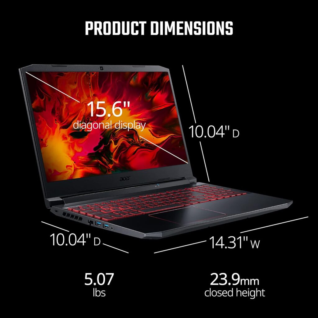 Acer Nitro 5 AN515-55-53E5 Gaming Laptop | Intel Core i5-10300H | NVIDIA GeForce RTX 3050 Laptop GPU | 15.6 FHD 144Hz IPS Display | 8GB DDR4 | 256GB NVMe SSD | Intel Wi-Fi 6 | Backlit Keyboard