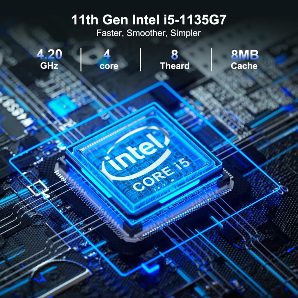 Intel Mini PC, Intel NUC 11 Barebone with Intel Core i5-1135G7(4C/8T, Up to 4.2 GHz), 8MB Cache, Intel Mini Comoputer Support 8K, Bluetooth 5.2, WIFI6